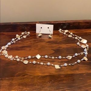 Like new natural stone necklace and earrings set